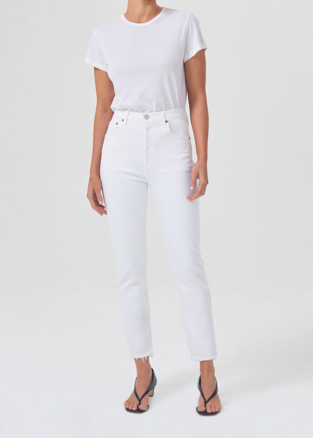 AGOLDE Riley High Rise Droit Crop (Stretch) Blanche | XOS-48574205