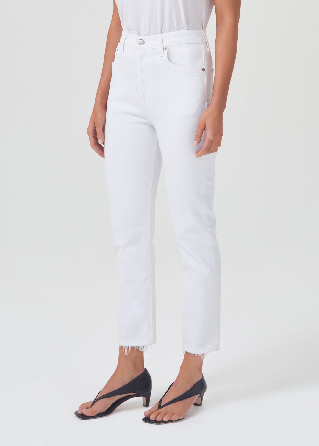 AGOLDE Riley High Rise Droit Crop (Stretch) Blanche | XOS-48574205