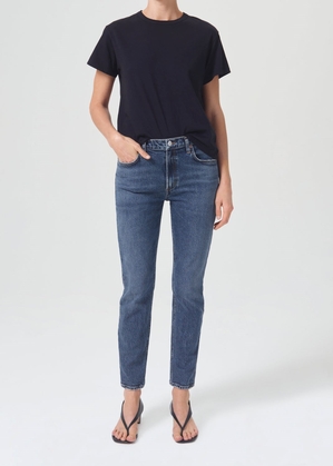 AGOLDE Willow Mid Rise Slim Crop (Stretch) Rush | QRK-77524349