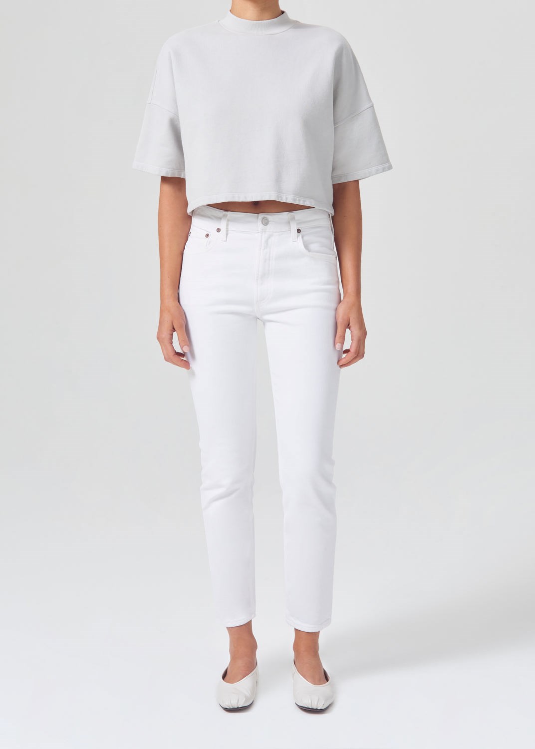 AGOLDE Willow Mid Rise Slim Crop (Stretch) Blanche | KEP-58592797