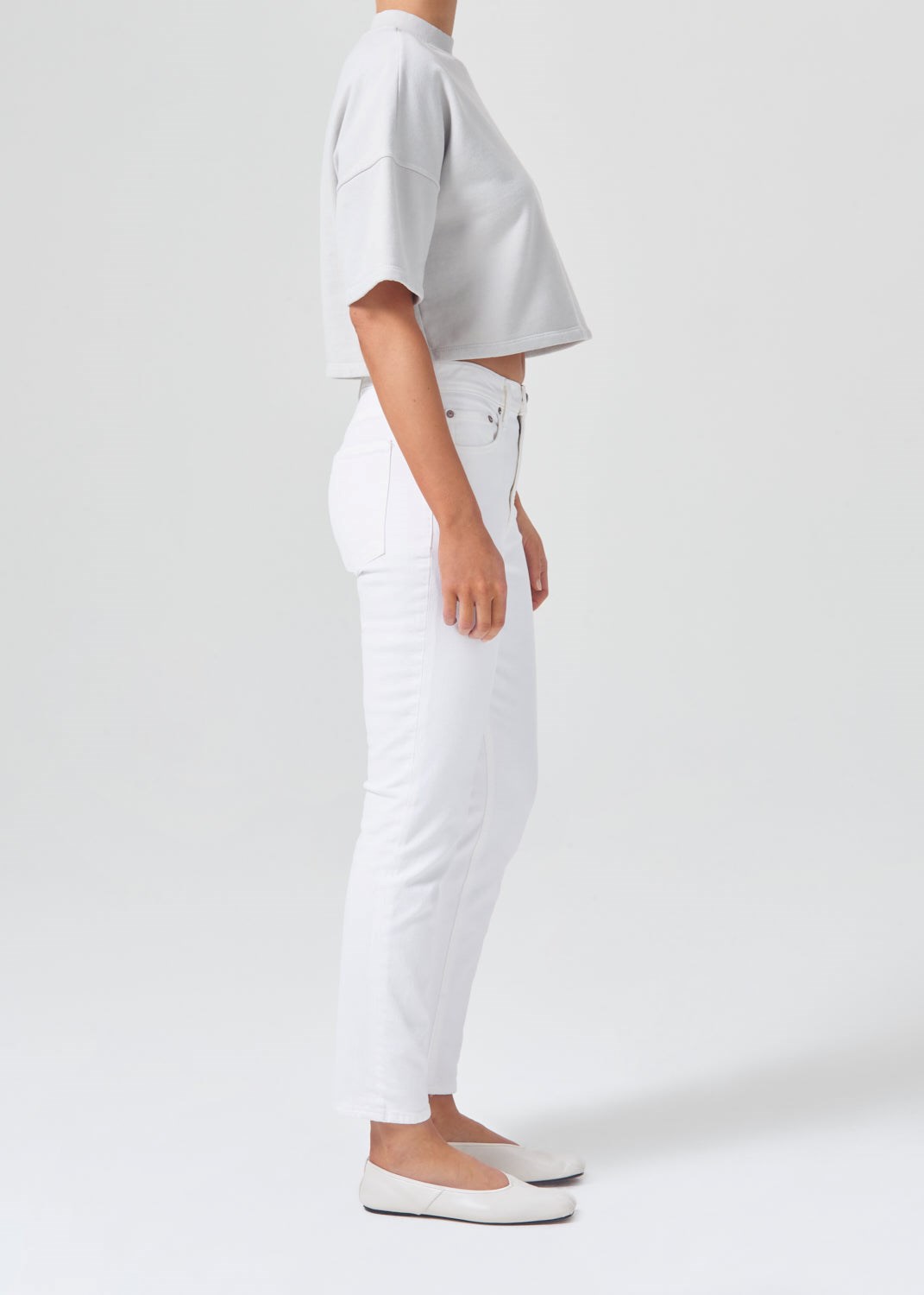 AGOLDE Willow Mid Rise Slim Crop (Stretch) Blanche | KEP-58592797