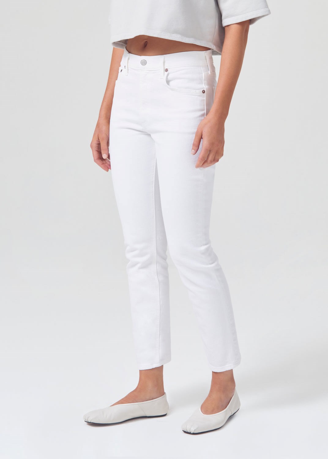 AGOLDE Willow Mid Rise Slim Crop (Stretch) Blanche | KEP-58592797