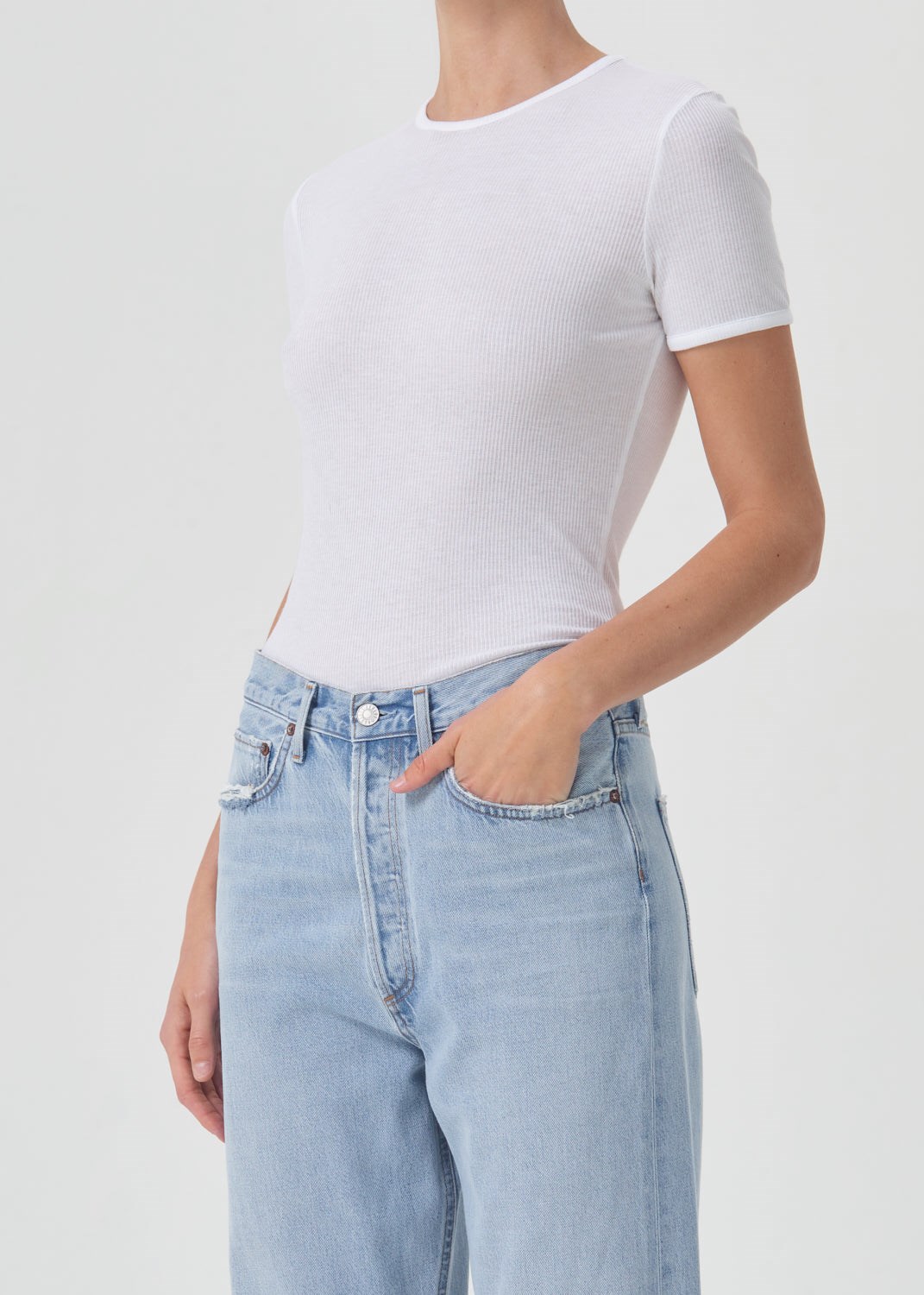 AGOLDE Abbie Slim Tee Blanche | RLX-48135597