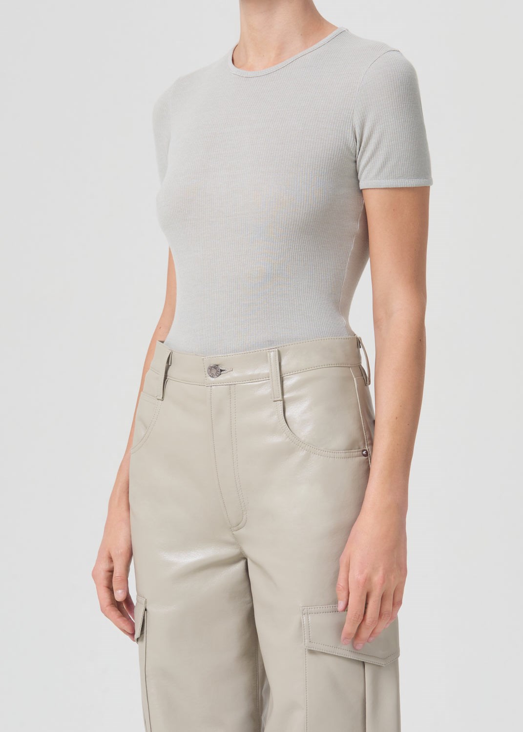 AGOLDE Abbie Slim Tee Rice Paper | GZQ-37938555